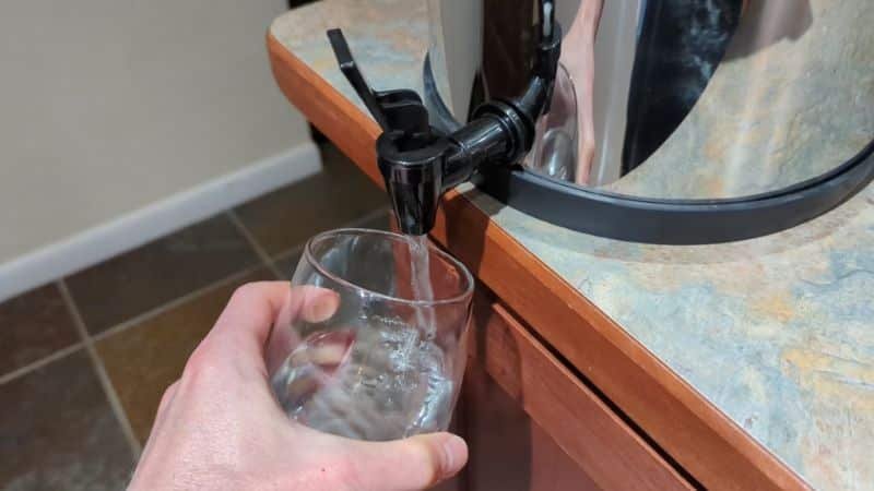 Filling a glass from a Berkey filter