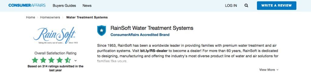 RainSoft Customer Reviews
